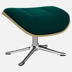 Habitat Repose-pieds En Noyer Et Velours - Vert émeraude - Pied Aluminium