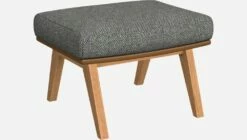 Habitat Repose-pieds En Tissu Bellagio Bleu Céleste Et Cuir Vintage - Pieds Chêne -meubles boutique repose pieds en tissu bellagio gris bleu et cuir vintage pieds chene 1105627 2