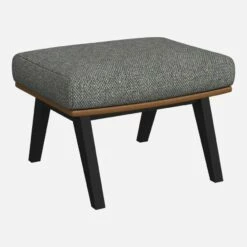 Habitat Repose-pieds En Tissu Bellagio Bleu Céleste Et Cuir Vintage - Pieds Noirs -meubles boutique repose pieds en tissu bellagio gris bleu et cuir vintage pieds noirs 1105623 1