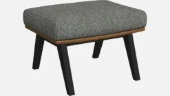 Habitat Repose-pieds En Tissu Bellagio Bleu Céleste Et Cuir Vintage - Pieds Noirs -meubles boutique repose pieds en tissu bellagio gris bleu et cuir vintage pieds noirs 1105623 2