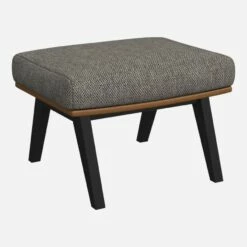 Habitat Repose-pieds En Tissu Bellagio - Gris Nocturne Et Cuir Vintage - Pieds Noirs -meubles boutique repose pieds en tissu bellagio gris noir et cuir vintage pieds noirs 1103881 1