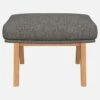 Habitat Repose-pieds En Tissu Bellagio - Gris Nocturne - Pieds Chêne