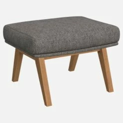Habitat Repose-pieds En Tissu Bellagio - Gris Nocturne - Pieds Chêne -meubles boutique repose pieds en tissu bellagio gris noir pieds chene 1103085