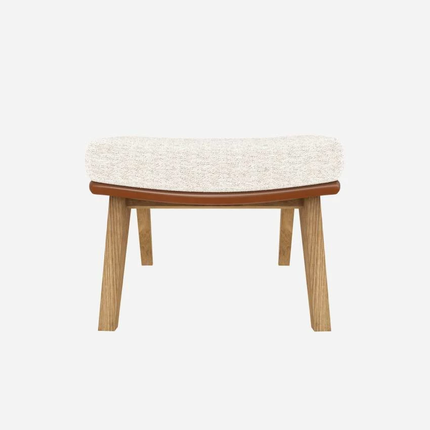 Habitat Repose-pieds En Tissu Bormio Blanc Albâtre Et Cuir Vintage - Pieds Chêne 3 Habitat Repose-pieds En Tissu Bormio Blanc Albâtre Et Cuir Vintage - Pieds Chêne – Image 3