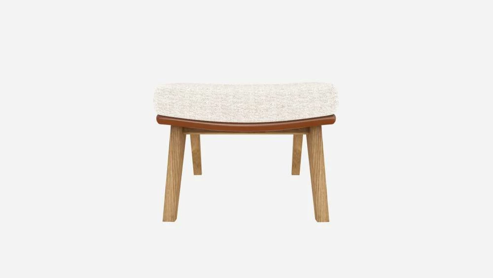 Habitat Repose-pieds En Tissu Bormio Blanc Albâtre Et Cuir Vintage - Pieds Chêne 5 Habitat Repose-pieds En Tissu Bormio Blanc Albâtre Et Cuir Vintage - Pieds Chêne – Image 5