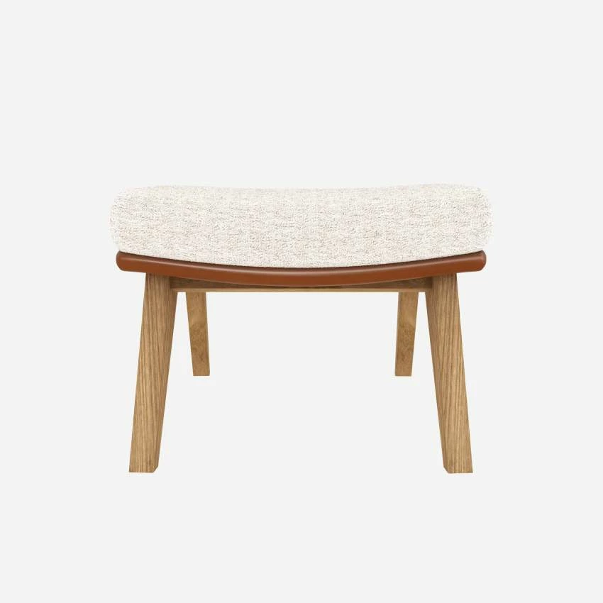 Habitat Repose-pieds En Tissu Bormio Blanc Albâtre Et Cuir Vintage - Pieds Chêne 1 Habitat Repose-pieds En Tissu Bormio Blanc Albâtre Et Cuir Vintage - Pieds Chêne