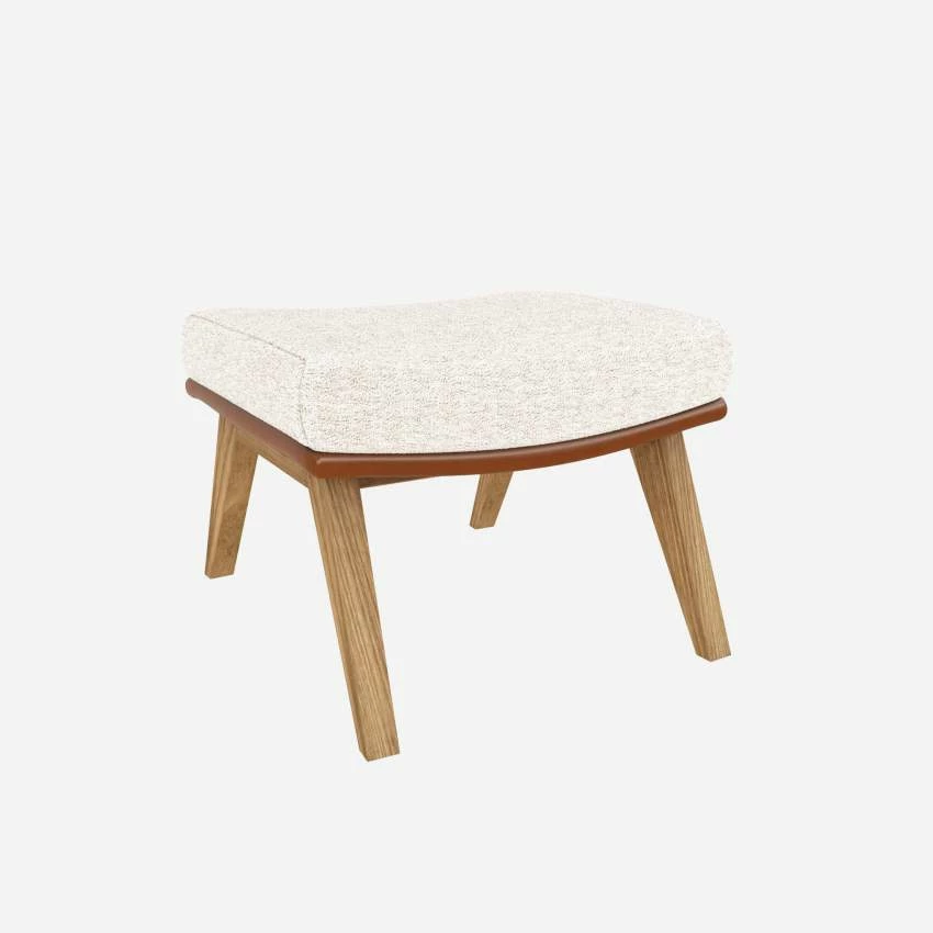 Habitat Repose-pieds En Tissu Bormio Blanc Albâtre Et Cuir Vintage - Pieds Chêne 4 Habitat Repose-pieds En Tissu Bormio Blanc Albâtre Et Cuir Vintage - Pieds Chêne – Image 4