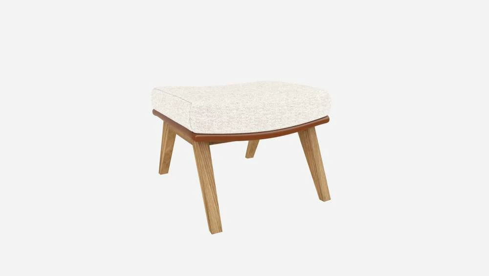 Habitat Repose-pieds En Tissu Bormio Blanc Albâtre Et Cuir Vintage - Pieds Chêne 6 Habitat Repose-pieds En Tissu Bormio Blanc Albâtre Et Cuir Vintage - Pieds Chêne – Image 6