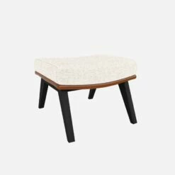 Habitat Repose-pieds En Tissu Bormio Blanc Albâtre Et Cuir Vintage - Pieds Noirs -meubles boutique repose pieds en tissu bormio blanc albatre et cuir vintage pieds noirs 10374345 1