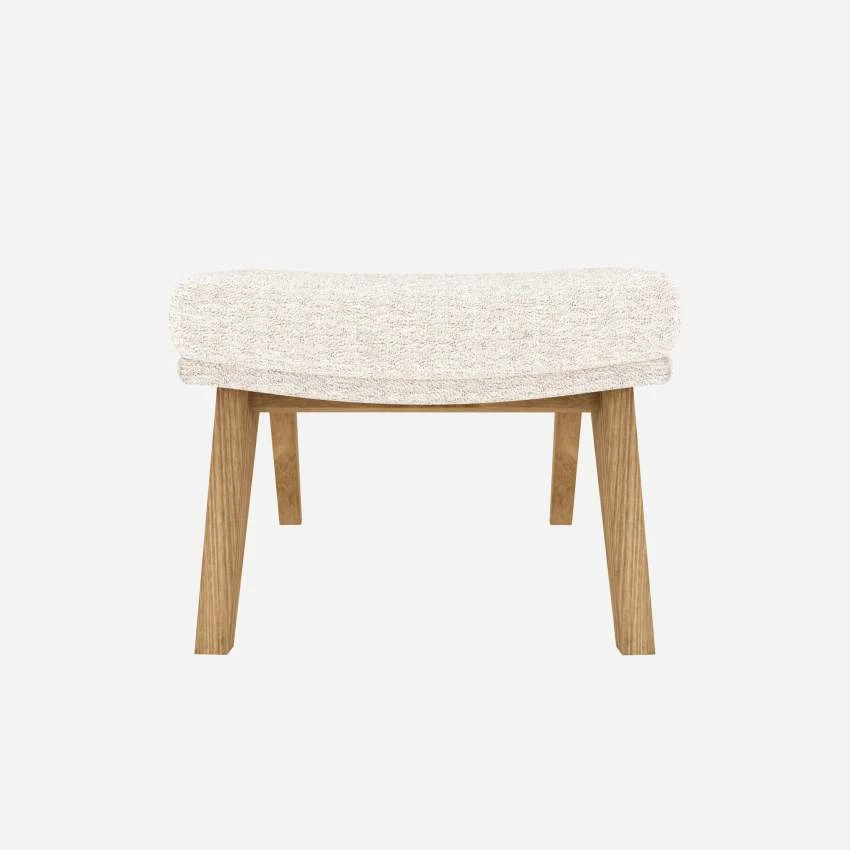 Habitat Repose-pieds En Tissu Bormio - Blanc Albâtre - Pieds Chêne 3 Habitat Repose-pieds En Tissu Bormio - Blanc Albâtre - Pieds Chêne – Image 3