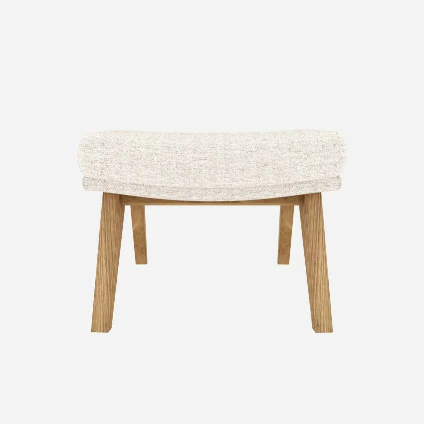 Habitat Repose-pieds En Tissu Bormio - Blanc Albâtre - Pieds Chêne 1 Habitat Repose-pieds En Tissu Bormio - Blanc Albâtre - Pieds Chêne