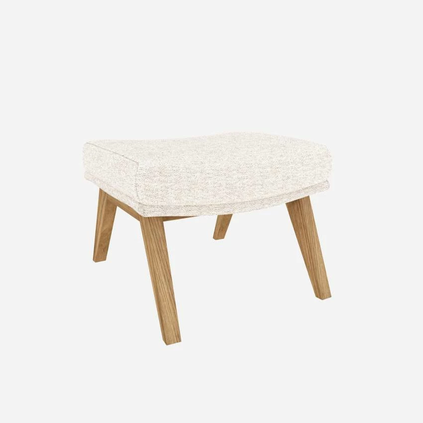 Habitat Repose-pieds En Tissu Bormio - Blanc Albâtre - Pieds Chêne 4 Habitat Repose-pieds En Tissu Bormio - Blanc Albâtre - Pieds Chêne – Image 4
