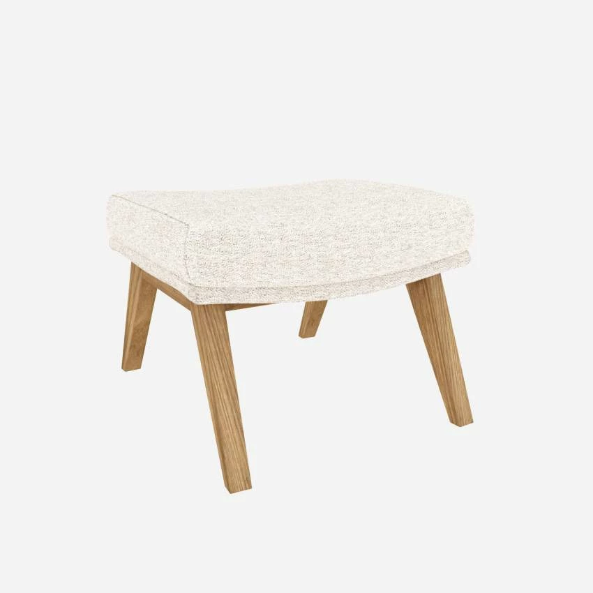 Habitat Repose-pieds En Tissu Bormio - Blanc Albâtre - Pieds Chêne 2 Habitat Repose-pieds En Tissu Bormio - Blanc Albâtre - Pieds Chêne – Image 2