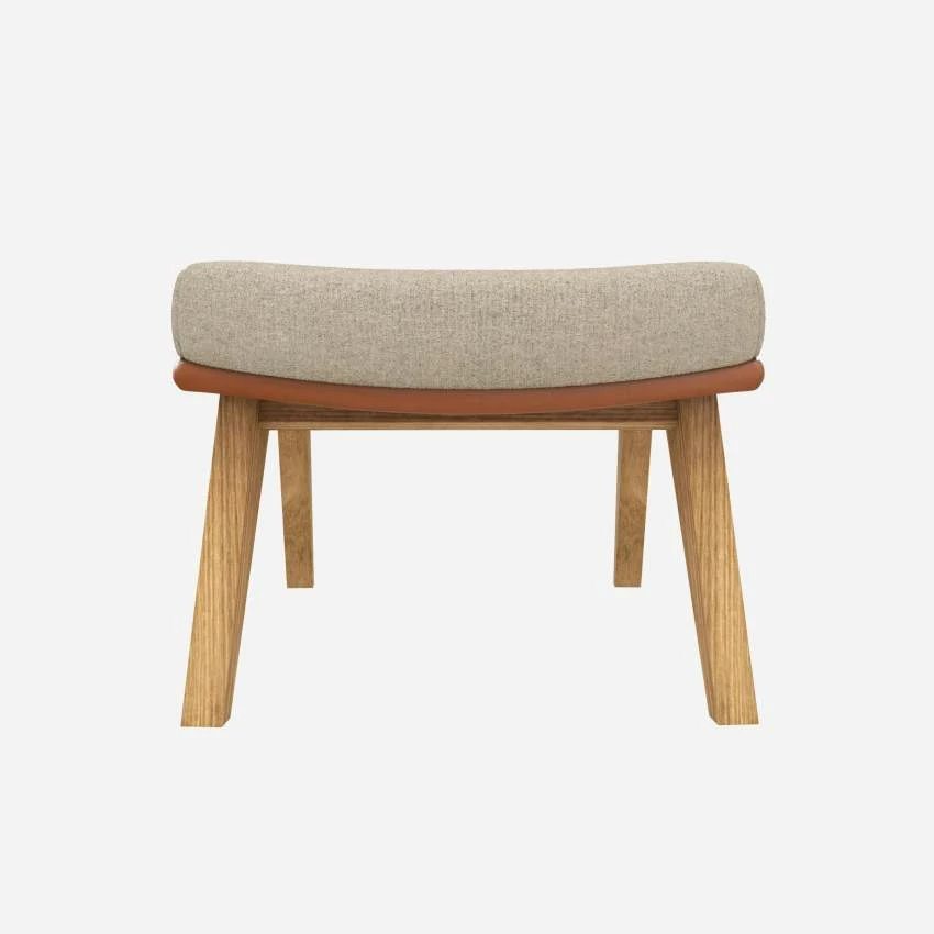 Habitat Repose-pieds En Tissu Lucca Blanc Mastic Et Cuir Vintage - Pieds Chêne 3 Habitat Repose-pieds En Tissu Lucca Blanc Mastic Et Cuir Vintage - Pieds Chêne – Image 3