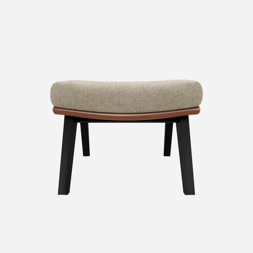 Habitat Repose-pieds En Tissu Lucca Blanc Mastic Et Cuir Vintage - Pieds Noirs 5 Habitat Repose-pieds En Tissu Lucca Blanc Mastic Et Cuir Vintage - Pieds Noirs – Image 5