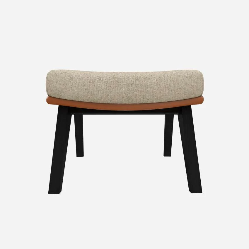 Habitat Repose-pieds En Tissu Lucca Blanc Mastic Et Cuir Vintage - Pieds Noirs 3 Habitat Repose-pieds En Tissu Lucca Blanc Mastic Et Cuir Vintage - Pieds Noirs – Image 3