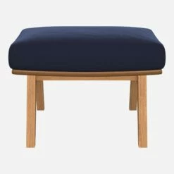 Habitat Repose-pieds En Velours Bleu Encre Et Cuir Vintage - Pieds Chêne -meubles boutique repose pieds en velours bleu marine et cuir vintage pieds chene 1103909 1