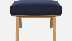 Habitat Repose-pieds En Velours Bleu Encre Et Cuir Vintage - Pieds Chêne -meubles boutique repose pieds en velours bleu marine et cuir vintage pieds chene 1103909 2