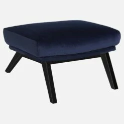 Habitat Repose-pieds En Velours - Bleu Encre - Pieds Noirs -meubles boutique repose pieds en velours bleu marine pieds noirs 1098157