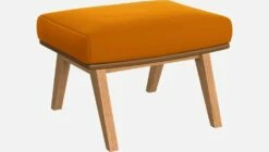 Habitat Repose-pieds En Velours Jaune Moutarde Et Cuir Vintage - Pieds Chêne -meubles boutique repose pieds en velours jaune moutarde et cuir vintage pieds chene 1116943 2