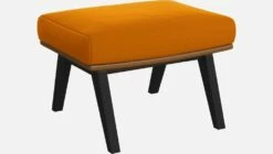 Habitat Repose-pieds En Velours Jaune Moutarde Et Cuir Vintage - Pieds Noirs -meubles boutique repose pieds en velours jaune moutarde et cuir vintage pieds noirs 1116939 2