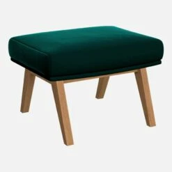 Habitat Repose-pieds En Velours - Vert émeraude - Pieds Chêne -meubles boutique repose pieds en velours vert sapin pieds chene 1103049 1