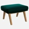 Habitat Repose-pieds En Velours - Vert émeraude - Pieds Chêne