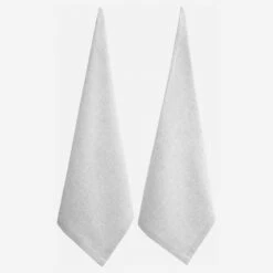 Habitat Set De 2 Torchons 70x50cm En Coton Et Lin Blanc Tissé Noir