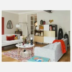 Habitat Canapé 3 Places En Tissu Fasoli - Blanc - Base En Cuir Noir -meubles boutique sofa em tecido fasoli branco base em pele preta 1334677