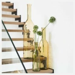 Habitat Vase Bouteille En Verre Recyclé – 18 X 75 Cm – Jaune -meubles boutique soliflore en verre 18 x 75 cm naturel 10095283