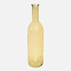 Habitat Vase Bouteille En Verre Recyclé – 18 X 75 Cm – Jaune -meubles boutique soliflore en verre 18 x 75 cm naturel 8638775 1