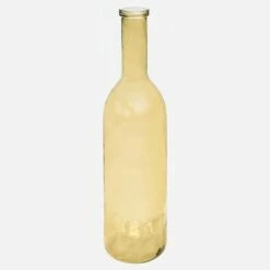 Habitat Vase Bouteille En Verre Recyclé – 18 X 75 Cm – Jaune