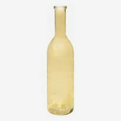 Habitat Vase Bouteille En Verre Recyclé – 18 X 75 Cm – Jaune -meubles boutique soliflore en verre 18 x 75 cm naturel 8638779 1