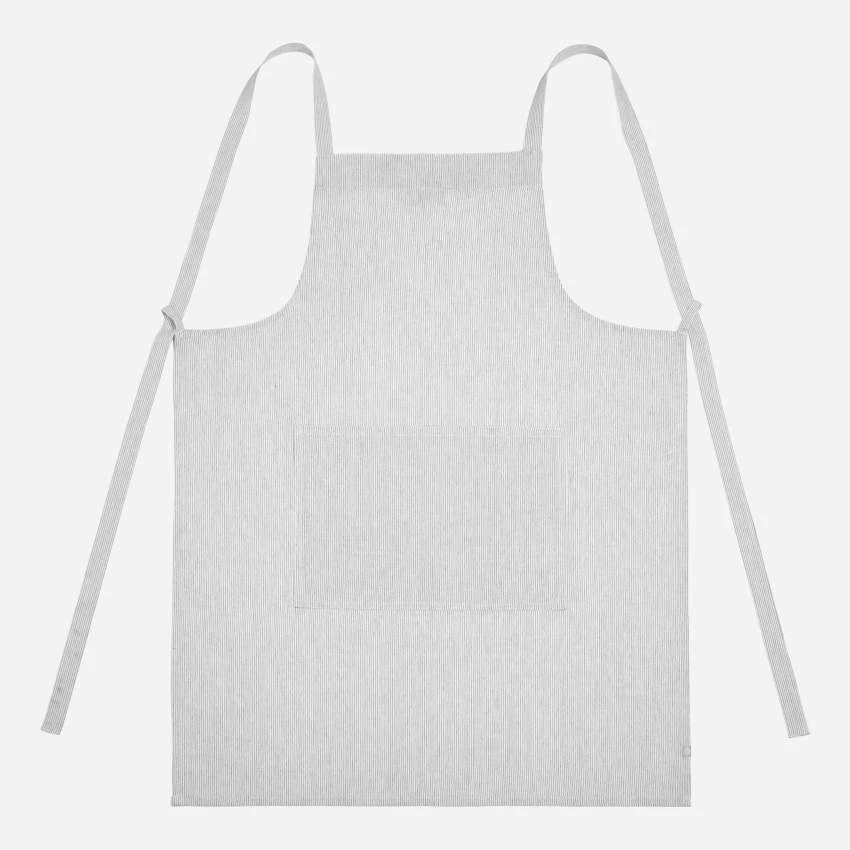 Habitat Tablier En Coton Et Lin Blanc Tissé Noir 5 Habitat Tablier En Coton Et Lin Blanc Tissé Noir – Image 5