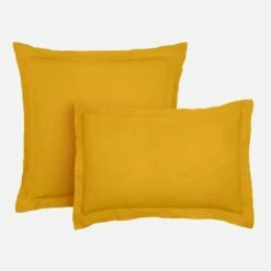 Habitat Taie D'oreiller En Lin - 65 X 65 Cm - Jaune Moutarde -meubles boutique taie doreiller en lin 65 x 65 cm jaune moutarde 1087809 1