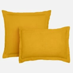 Habitat Taie D'oreiller En Lin - 65 X 65 Cm - Jaune Moutarde -meubles boutique taie doreiller en lin 65 x 65 cm jaune moutarde 1211175