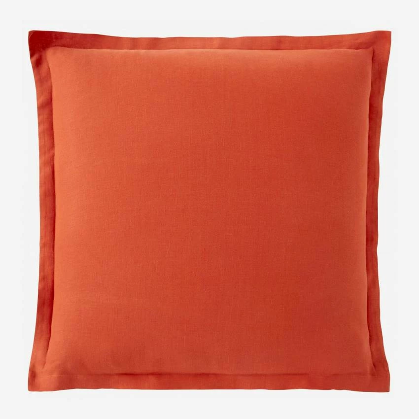 Habitat Taie D'oreiller En Lin - 65 X 65 Cm - Orange Terracotta 4 Habitat Taie D'oreiller En Lin - 65 X 65 Cm - Orange Terracotta – Image 4