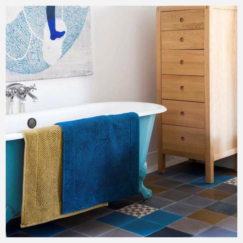 Habitat Tapis De Bain 80x60cm En Coton Bleu 3 Habitat Tapis De Bain 80x60cm En Coton Bleu – Image 3