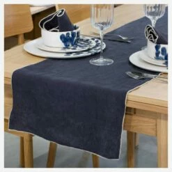 Habitat Travers De Table En Lin - 40 X 150 Cm - Gris Anthracite -meubles boutique travers de table en lin 40 x 150 cm gris anthracite 9576873