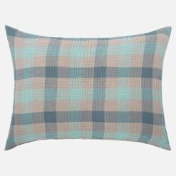 Habitat Coussin En Gaze De Coton - 40 X 60 Cm - Bleu Et Gris