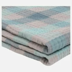 Habitat Plaid En Gaze De Coton - 130 X 170 Cm - Bleu Et Gris -meubles boutique ulin plaid gaze carreaux 130x170 6441393