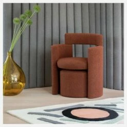 Habitat Fauteuil Et Repose-pieds En Tissu - Marron Fauve - Design By Anthony Guerrée -meubles boutique up fauteuil et repose pied rouille 11094835