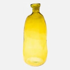 Habitat Vase Dame Jeanne En Verre Recyclé – 22 X 51 Cm – Jaune -meubles boutique vase en verre 22 x 51 cm naturel 8638827 1