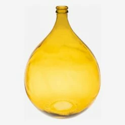 Habitat Vase Dame Jeanne En Verre Recyclé – 40 X 56 Cm – Jaune -meubles boutique vase en verre 40 x 56 cm naturel 9965747 1