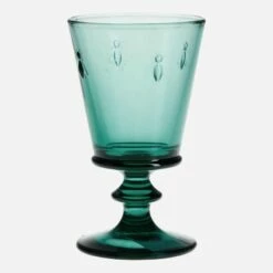 Habitat Verre à Pied En Verre Pressé - 240 Ml - Vert émeraude -meubles boutique verre a pied en verre presse 240 ml vert emeraude 1322637 1