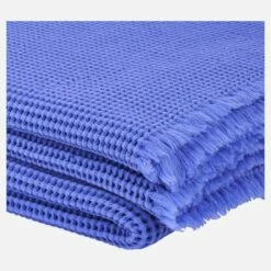 Habitat Plaid En Coton - 130 X 170 Cm - Bleu -meubles boutique vitto plaid gauffre bleu 130x170 8638225