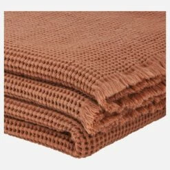 Habitat Plaid En Coton - 130 X 170 Cm - Marron -meubles boutique vitto plaid gauffre marron 130x170 8638253